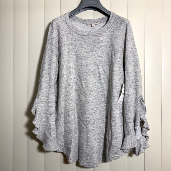 Ella Moss gray bell ruffle sleeve pullover top - Picture 5 of 6